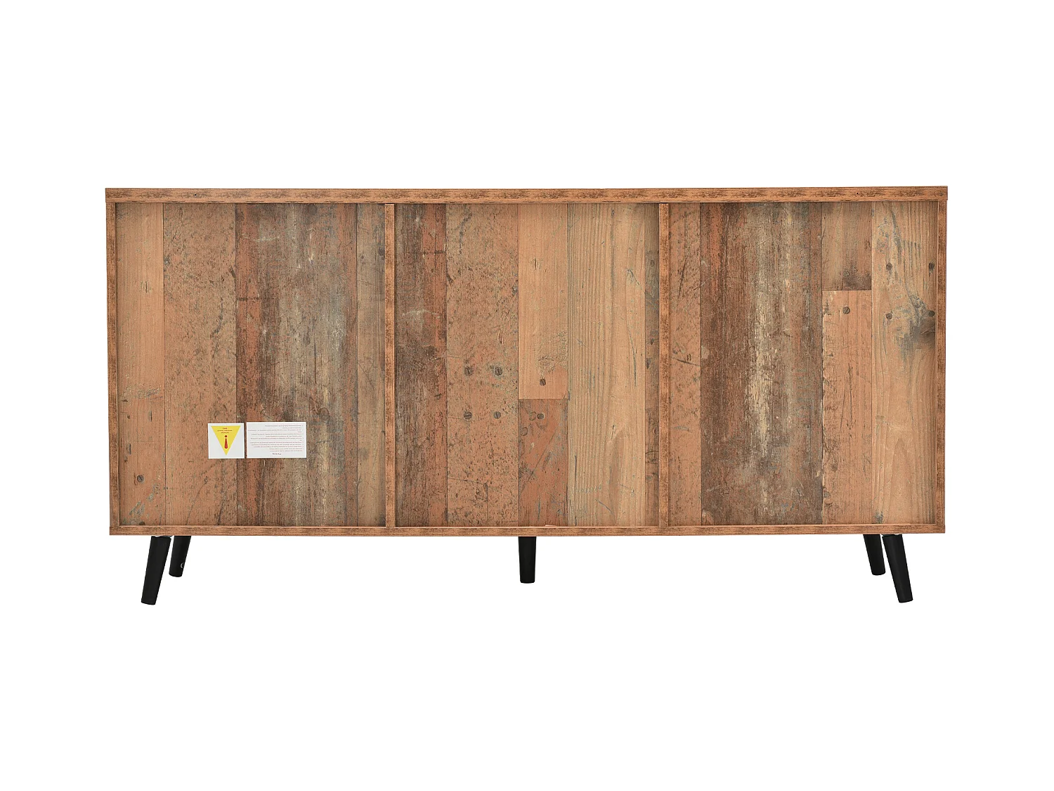 Aparador vintage em madeira MDF com armazenamento para sala de estar e cozinha 140x35x70cm 3 gavetas 2 portas marrom envelhecido