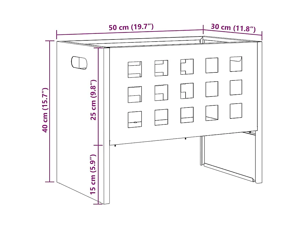 Braise Marron 50 x 30 x 40 cm Acier