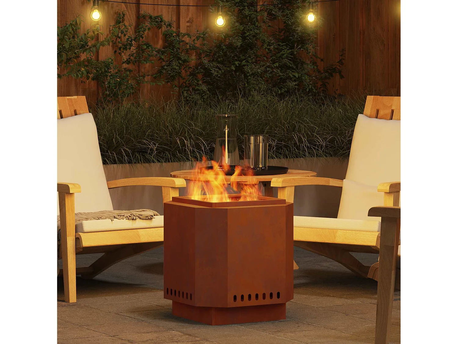 Hoguera Sin Humo Marrón 48 x 48 x 51 cm Acero autopatinable