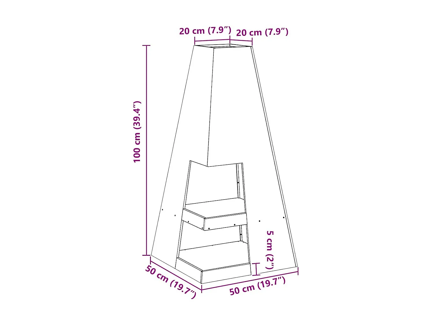 Braise Marron 50 x 50 x 100 cm Acier