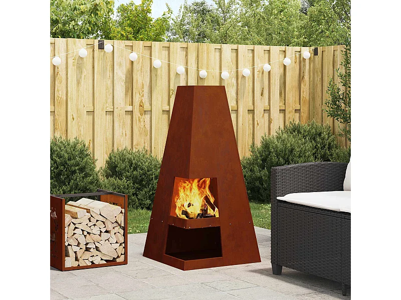 Fire Pit Castanho 50 x 50 x 100 cm Aço