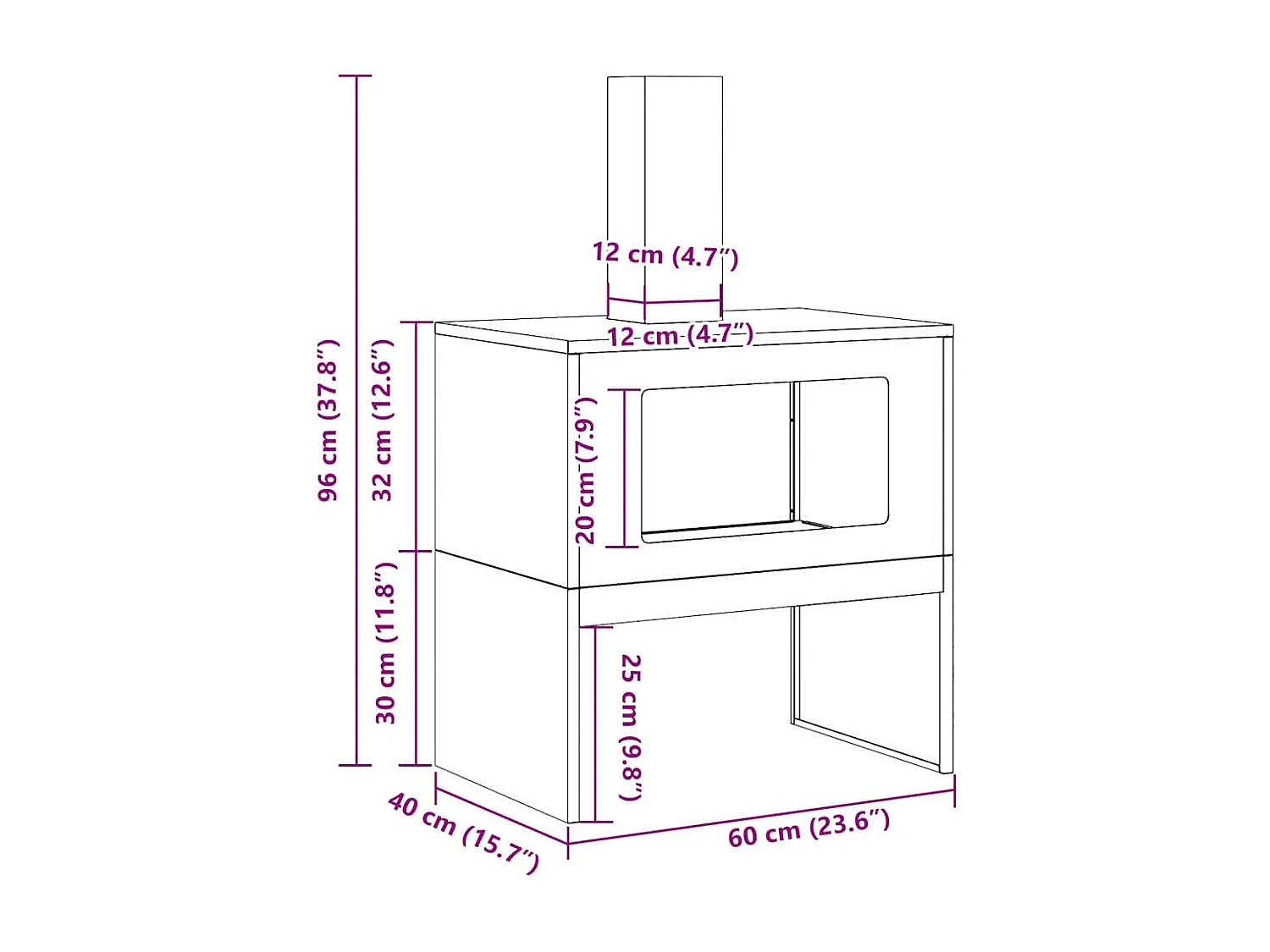 Braise Marron 60 x 40 x 96 cm Acier