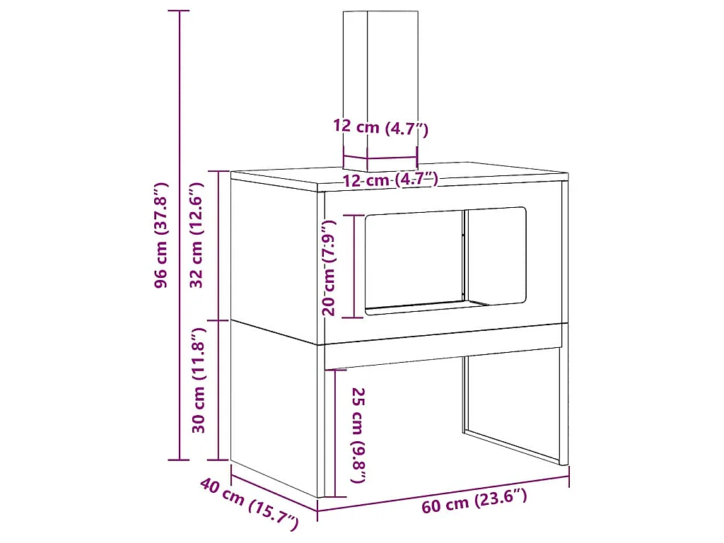 Braise Marron 60 x 40 x 96 cm Acier patiné
