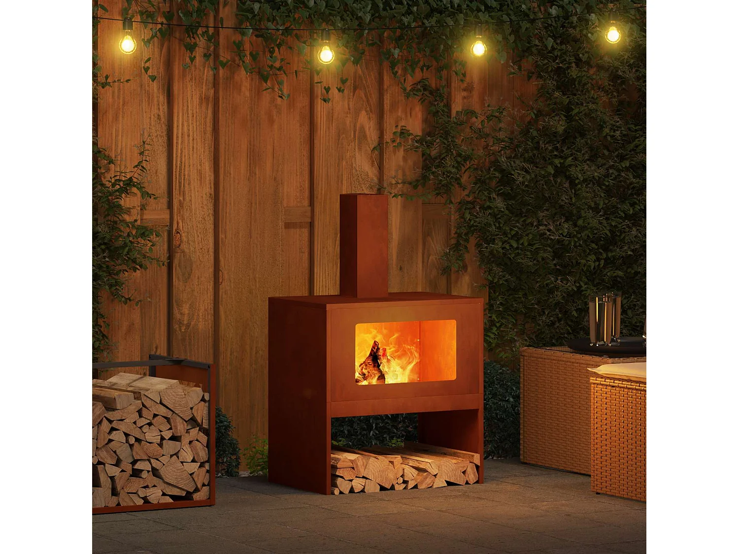 Braise Marron 60 x 40 x 96 cm Acier patiné