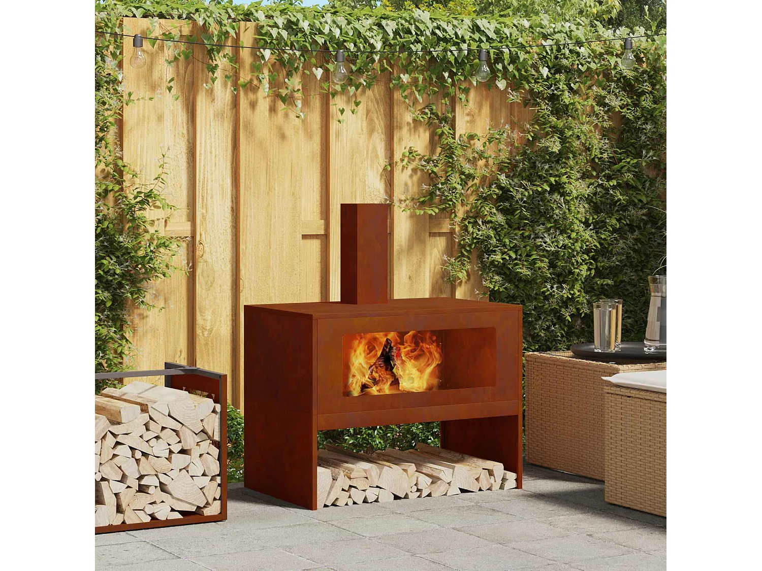 Hoguera Marrón 80 x 50 x 96 cm Acero autopatinable