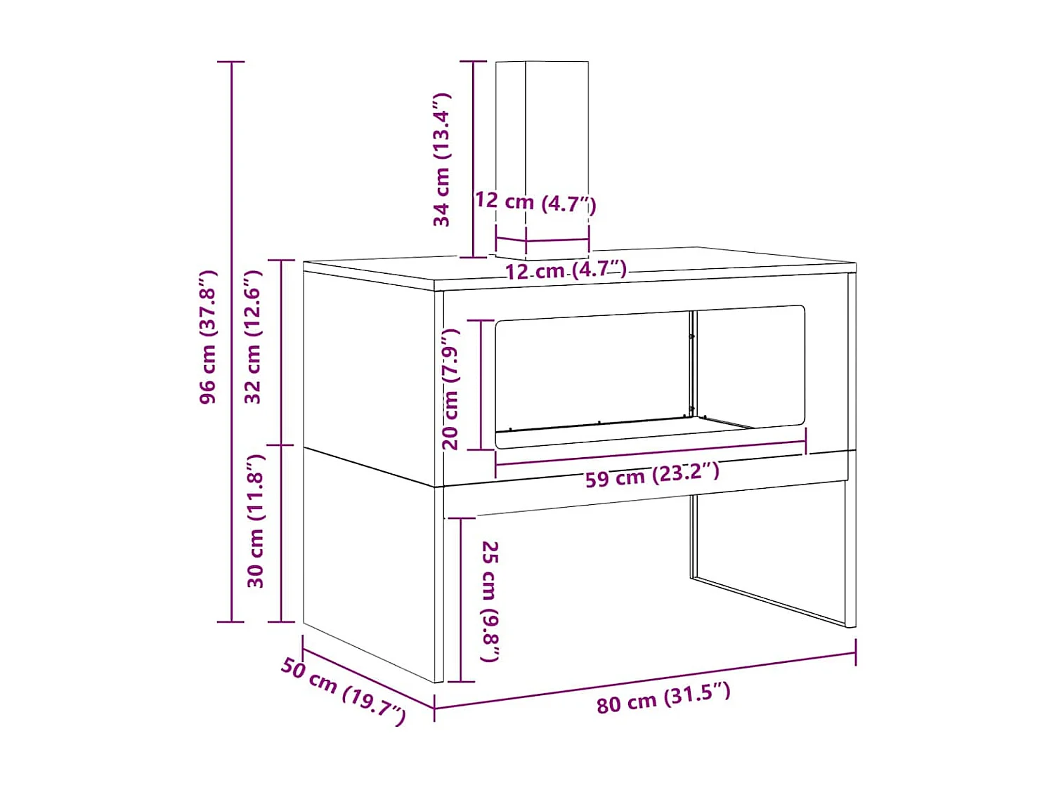 Hoguera Marrón 80 x 50 x 96 cm Acero autopatinable