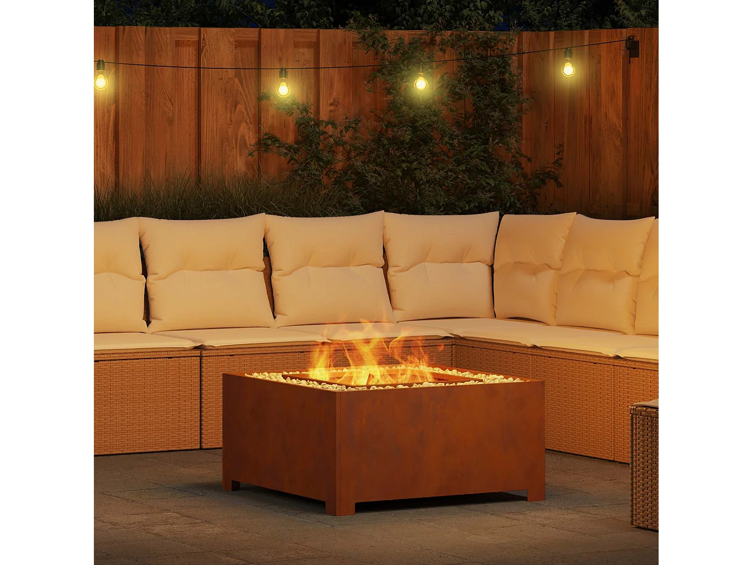 Foyer de cheminée Marron 80 x 80 x 40 cm Acier patiné