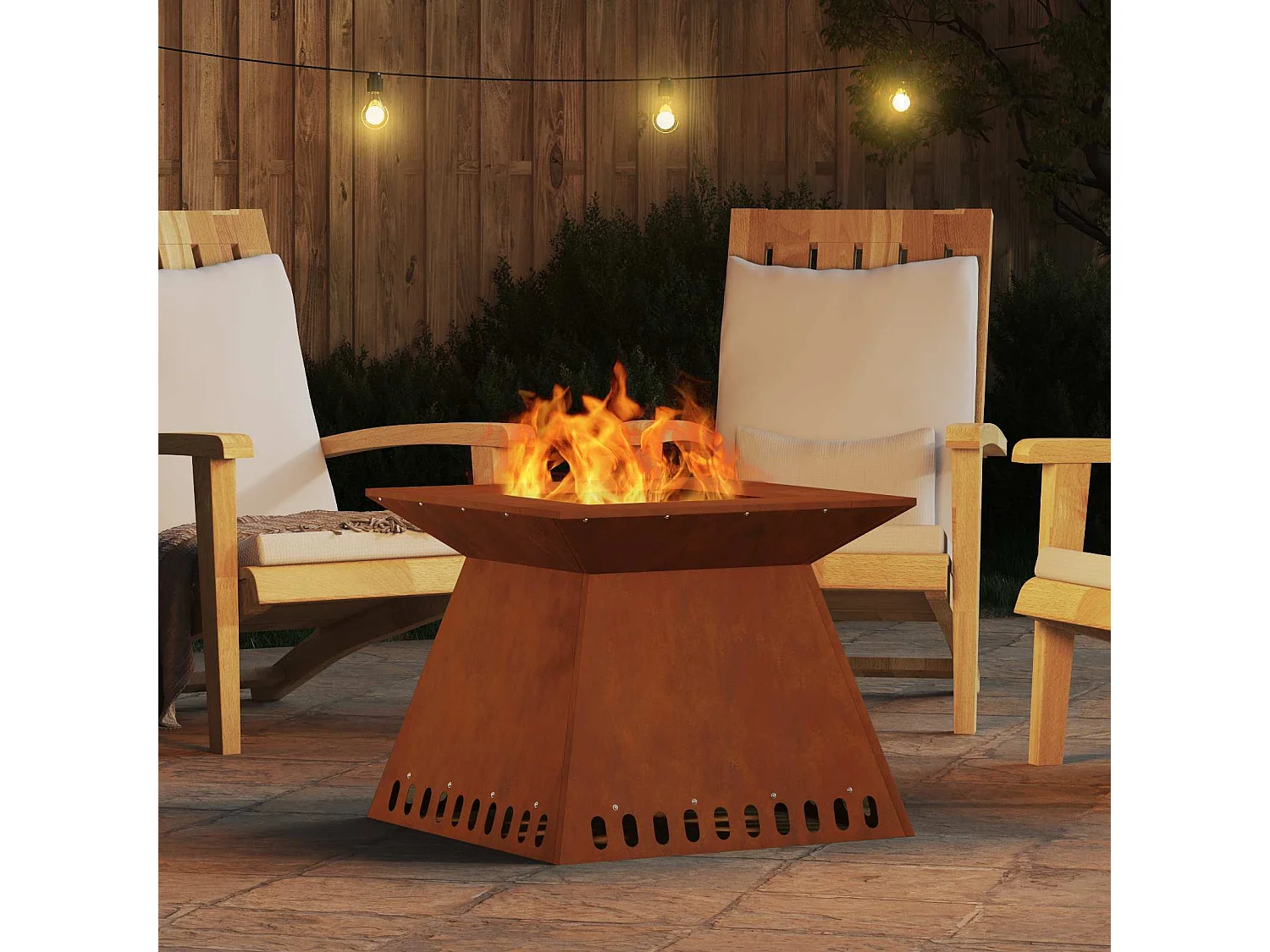 Foyer de cheminée Marron 60 x 60 x 50 cm Acier patiné