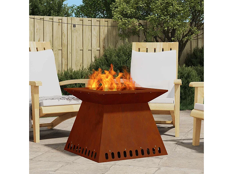 Fire Pit Castanho 60 x 60 x 50 cm Aço resistente às intempéries