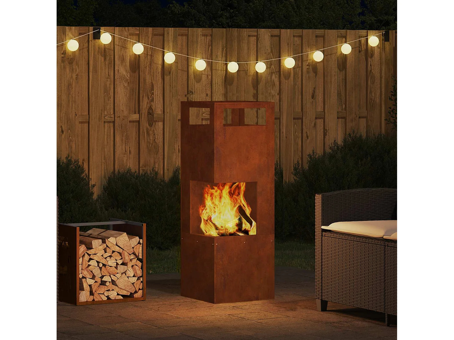 Braise Marron 35 x 35 x 100 cm Acier