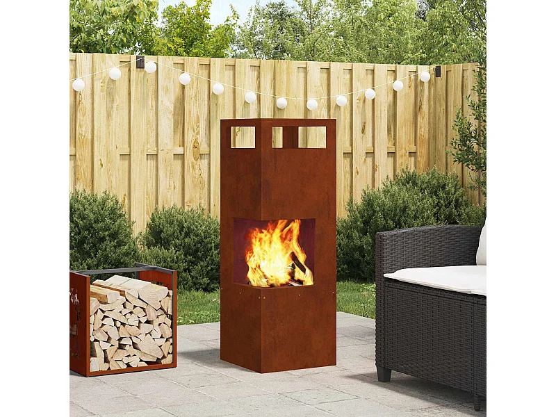 Fire Pit Castanho 35 x 35 x 100 cm Aço