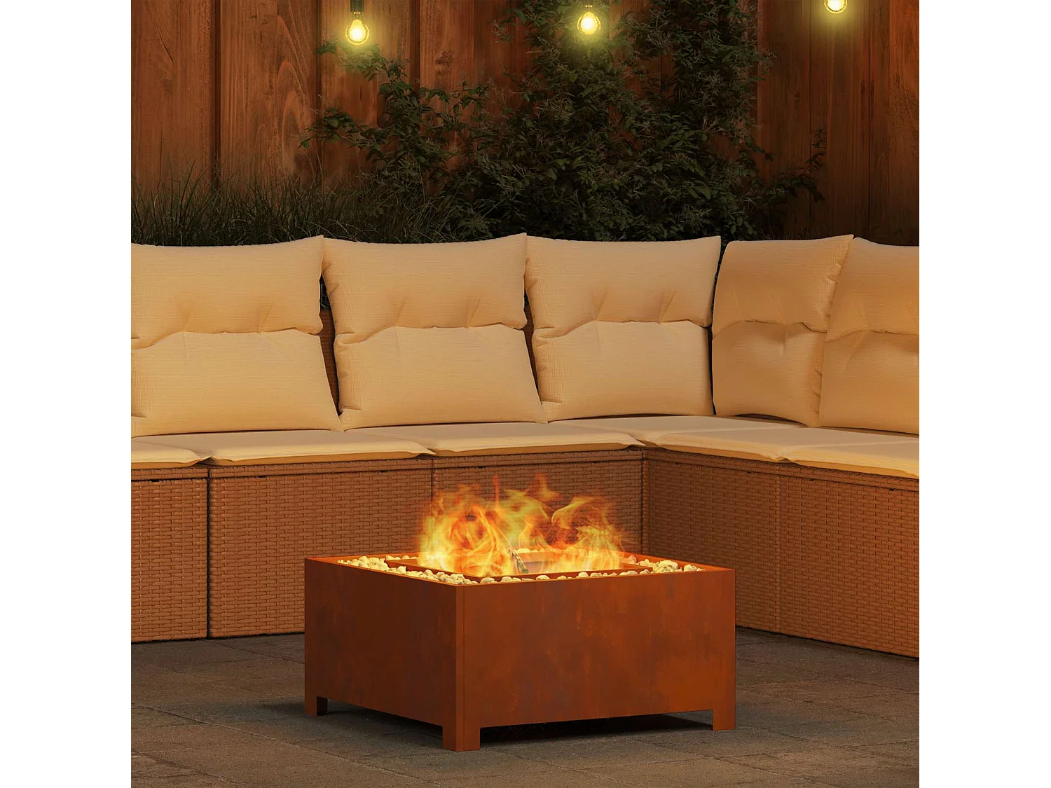 Foyer de cheminée Marron 60 x 60 x 30 cm Acier patiné