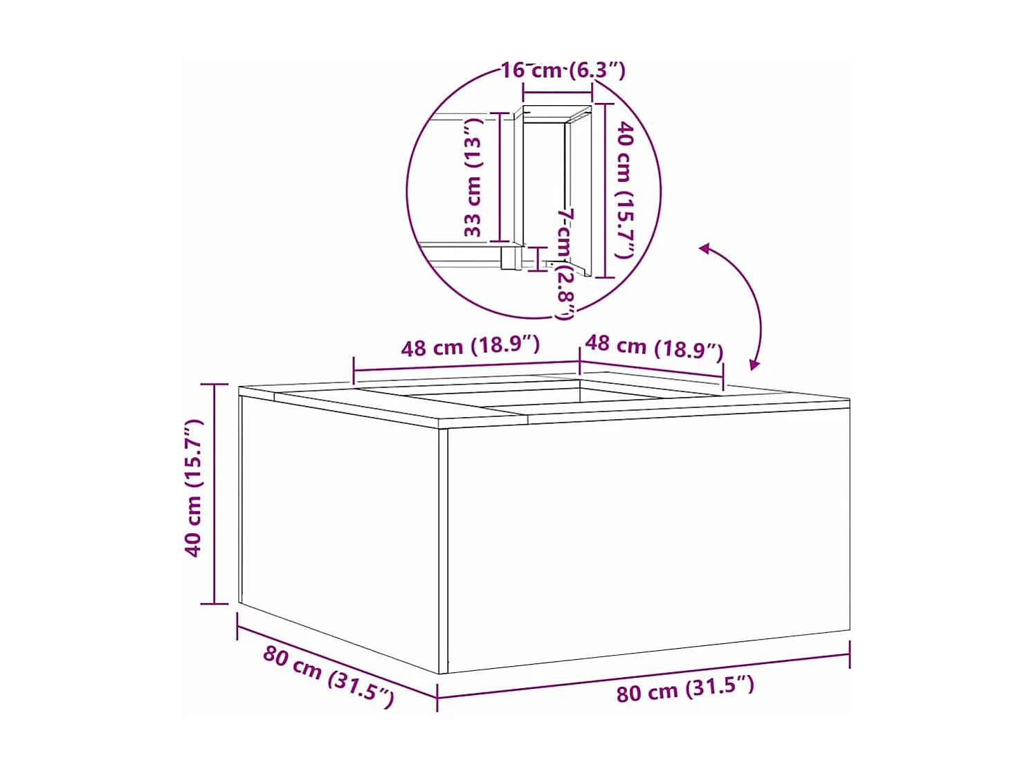 Hoguera Marrón 80 x 80 x 40 cm Acero autopatinable