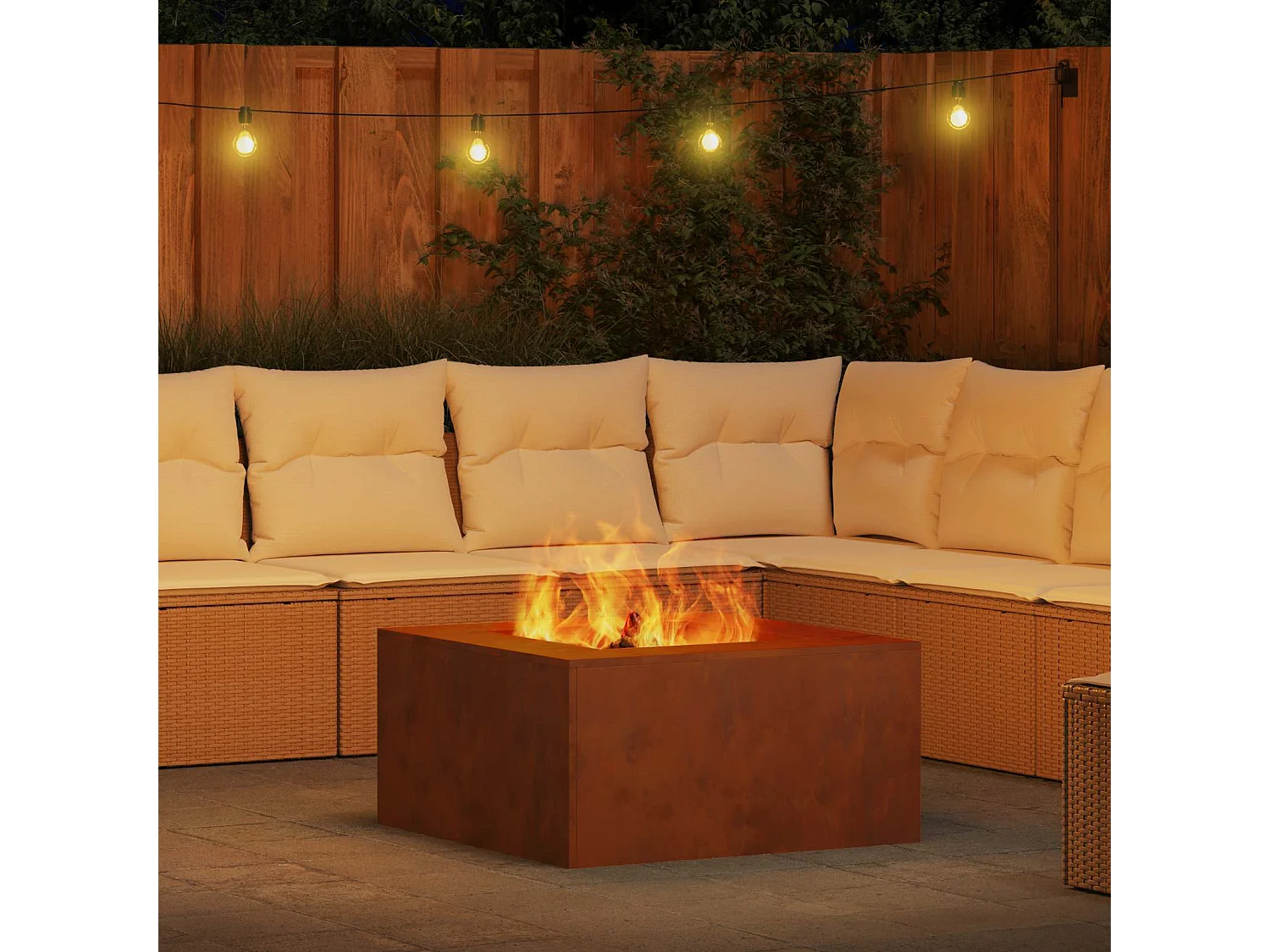 Hoguera Marrón 80 x 80 x 40 cm Acero autopatinable