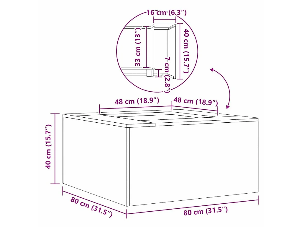 Focolare Marrone 80 x 80 x 40 cm