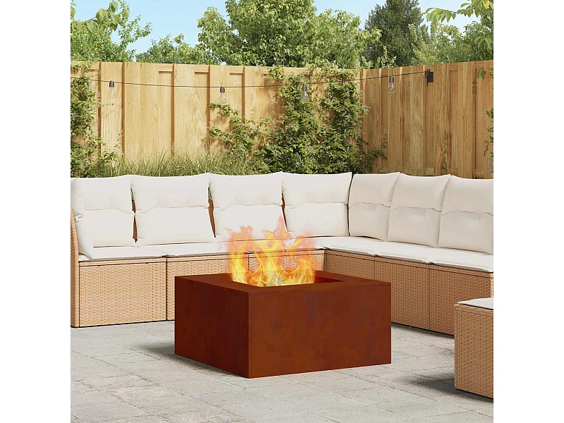 Fire Pit Castanho 80 x 80 x 40 cm Aço resistente às intempéries