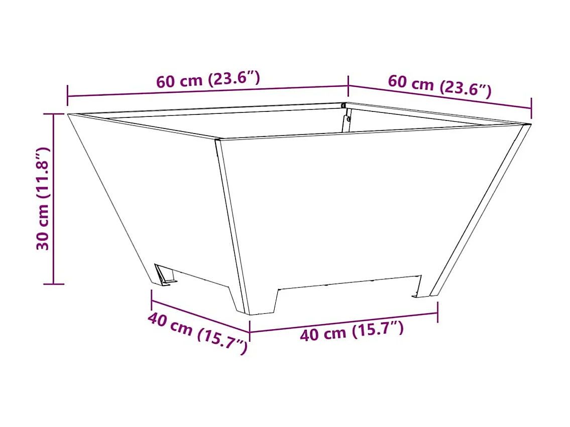 Braise Marron 60 x 60 x 30 cm Acier