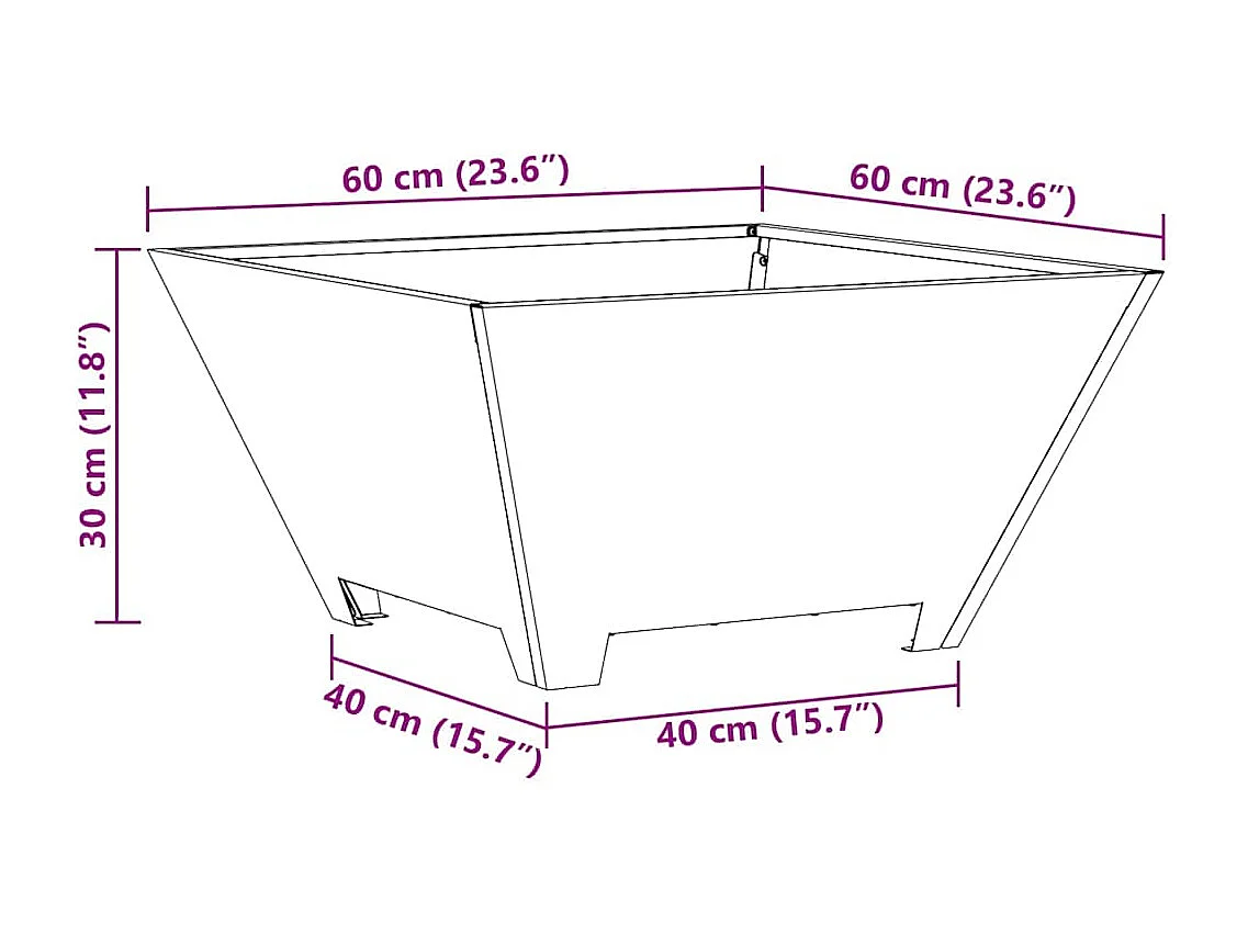 Braise Marron 60 x 60 x 30 cm Acier