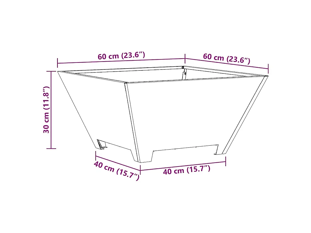 Focolare Marrone 60 x 60 x 30 cm Acciaio CorTen