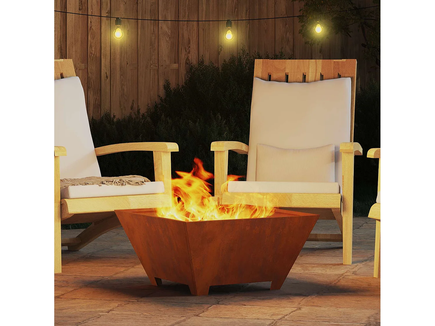 Focolare Marrone 60 x 60 x 30 cm Acciaio CorTen