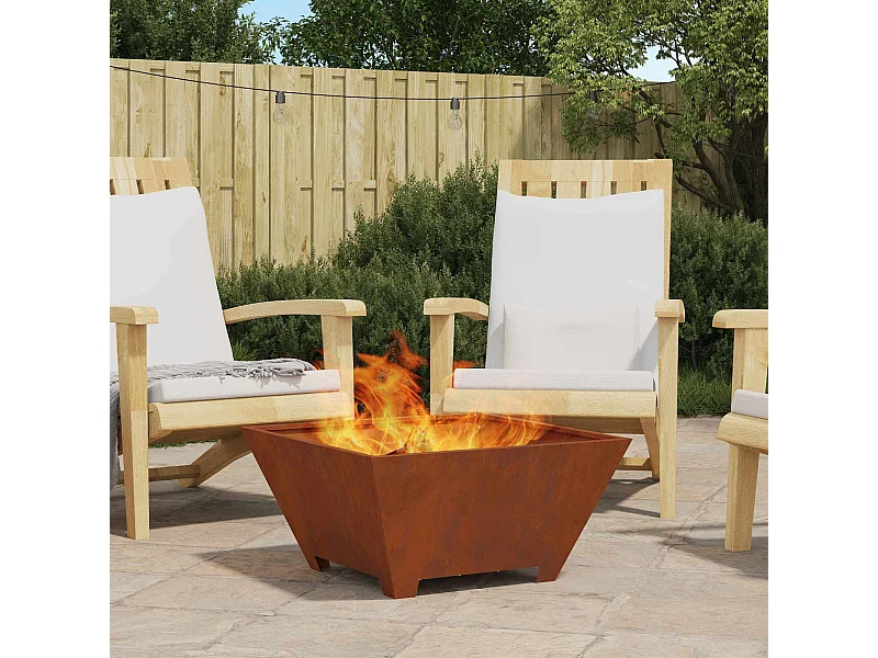 Fire Pit Castanho 60 x 60 x 30 cm Aço Corten