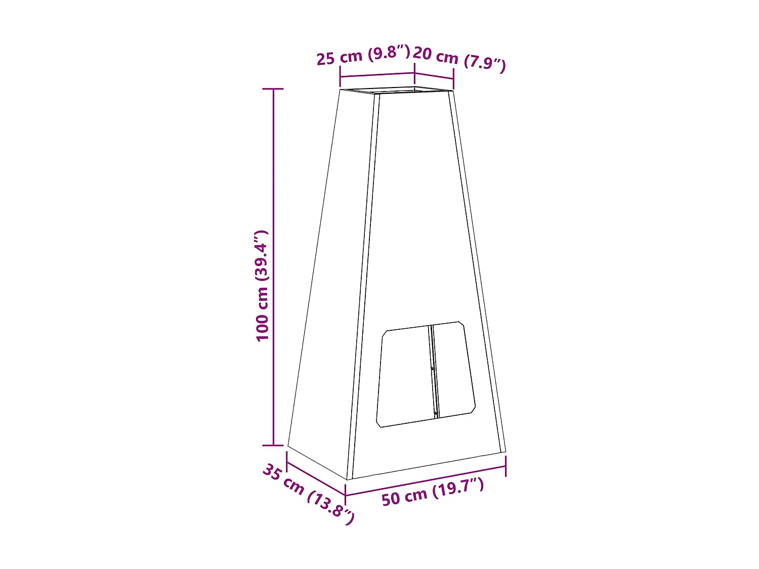 Foyer de cheminée Marron 50 x 35 x 100 cm Acier patiné