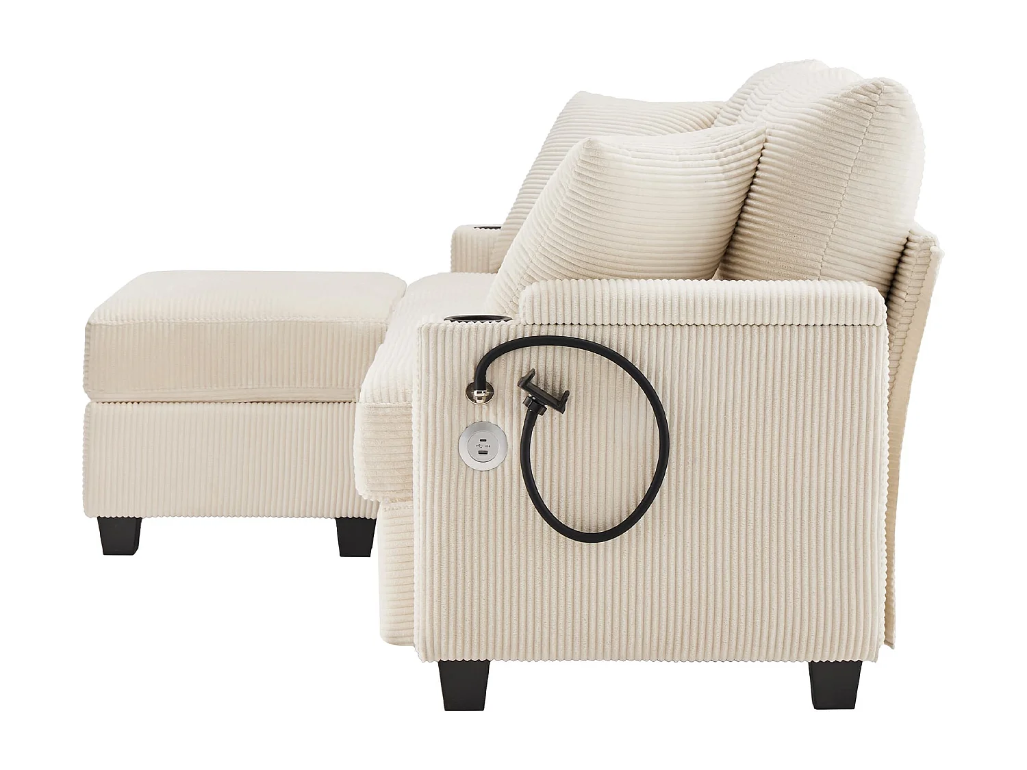 3-Sitzer L-förmiges Ecksofa umwandelbares Sofa mit Fußhocker für 3-4 Personen, für Wohnzimmer, Büro, Wohnung