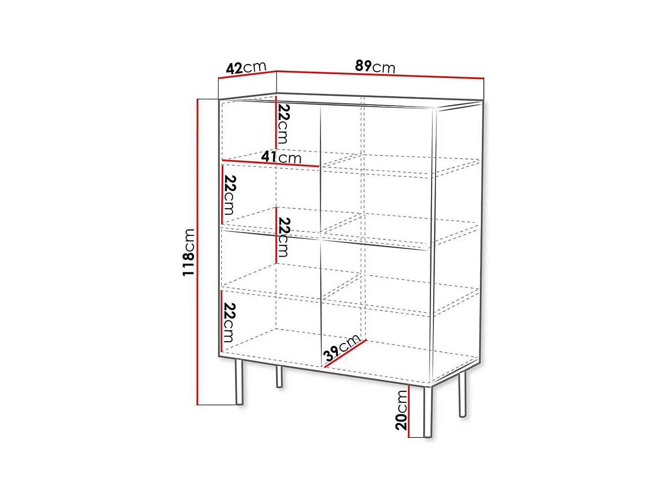 Buffet Venophu 106, Noyer, 118x89x42cm, Stratifié|MDF