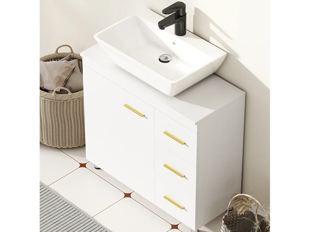 Badezimmer-Unterschrank, Waschbeckenunterschrank 3-stufiges Design,Waschbecken Unterschrank