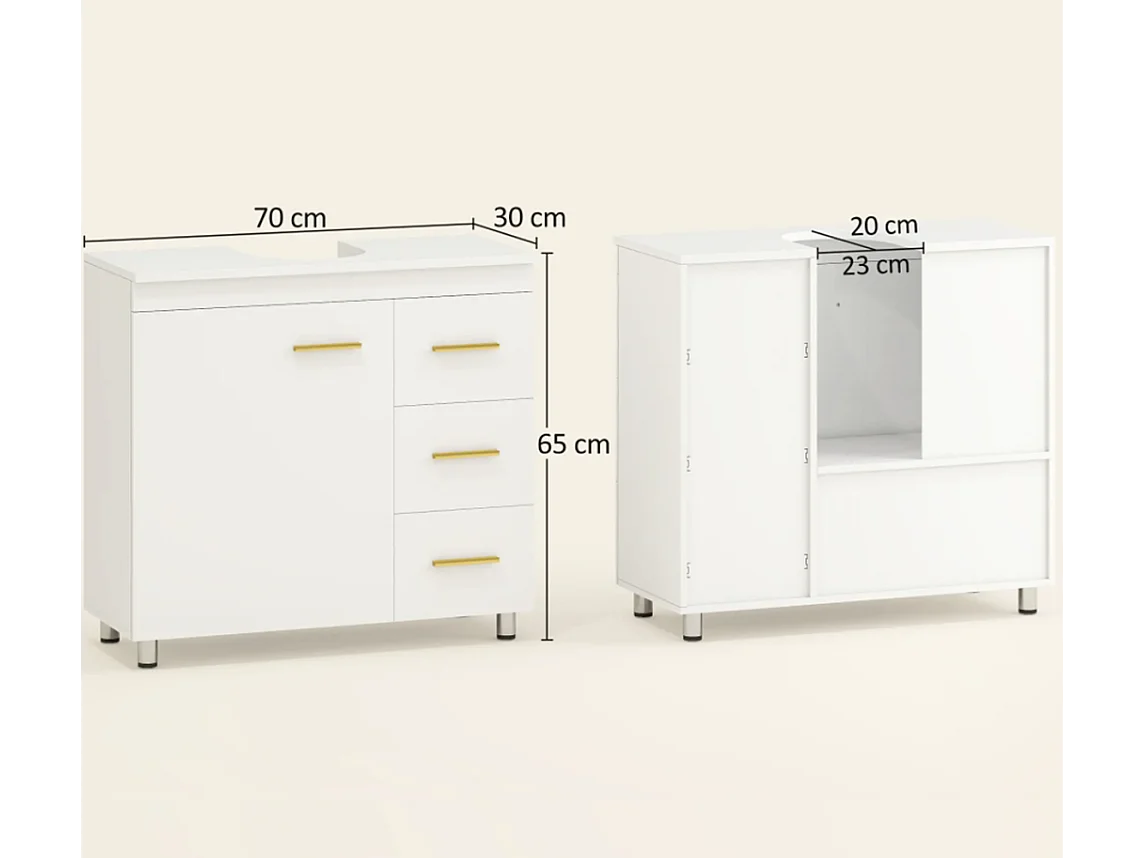 Badezimmer-Unterschrank, Waschbeckenunterschrank 3-stufiges Design,Waschbecken Unterschrank