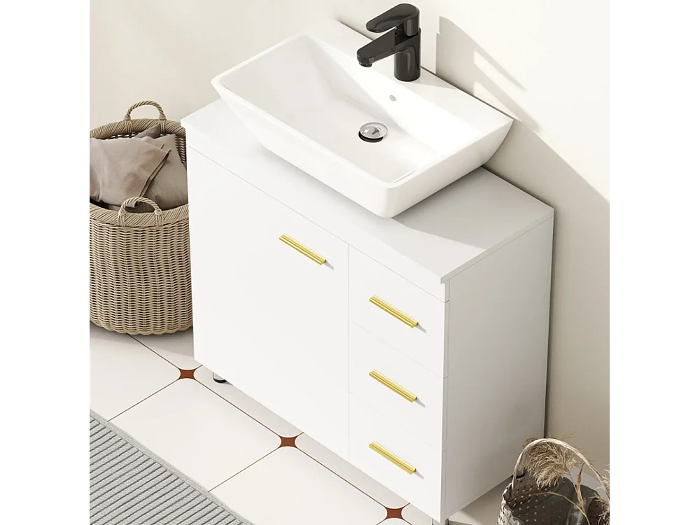 Badezimmer-Unterschrank, Waschbeckenunterschrank 3-stufiges Design,Waschbecken Unterschrank