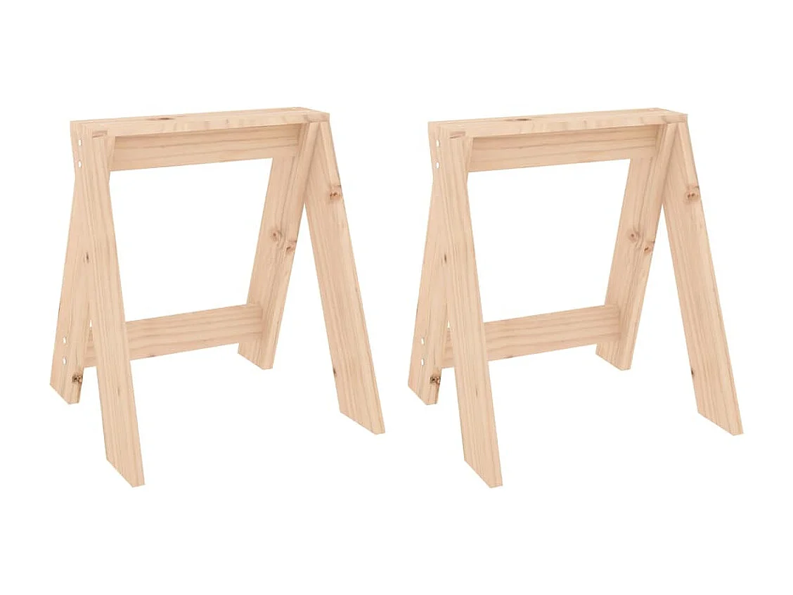 Tabourets lot de 2 40x40x45 cm bois massif de pin