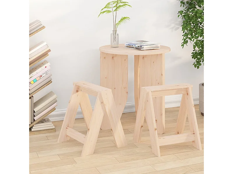 Tabourets lot de 2 40x40x45 cm bois massif de pin