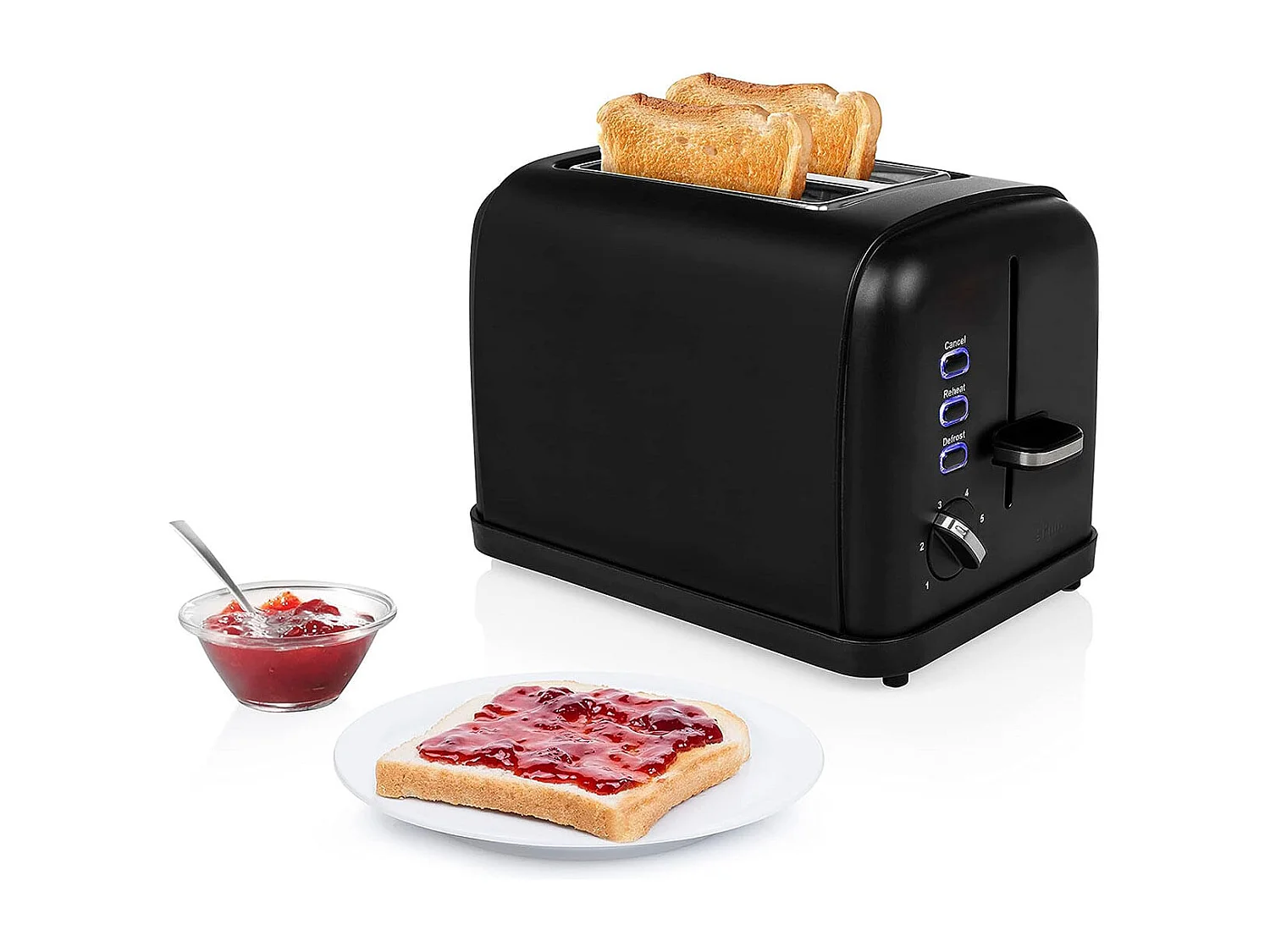 Toaster 950 W Edelstahl Mattschwarz