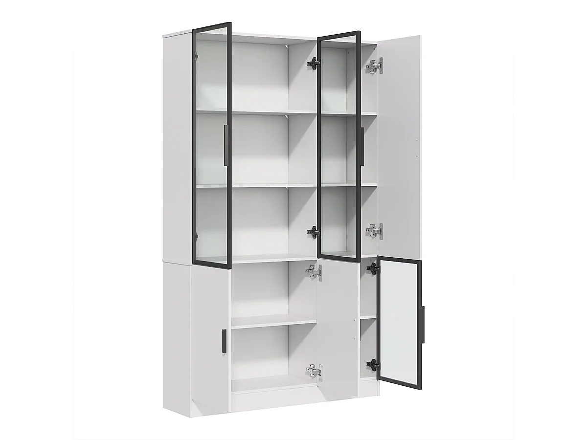 Vitrine mit LED Lichtern Glasschrank Vitrinenschrank MultiStorage Bücherregal 120*35*200cm