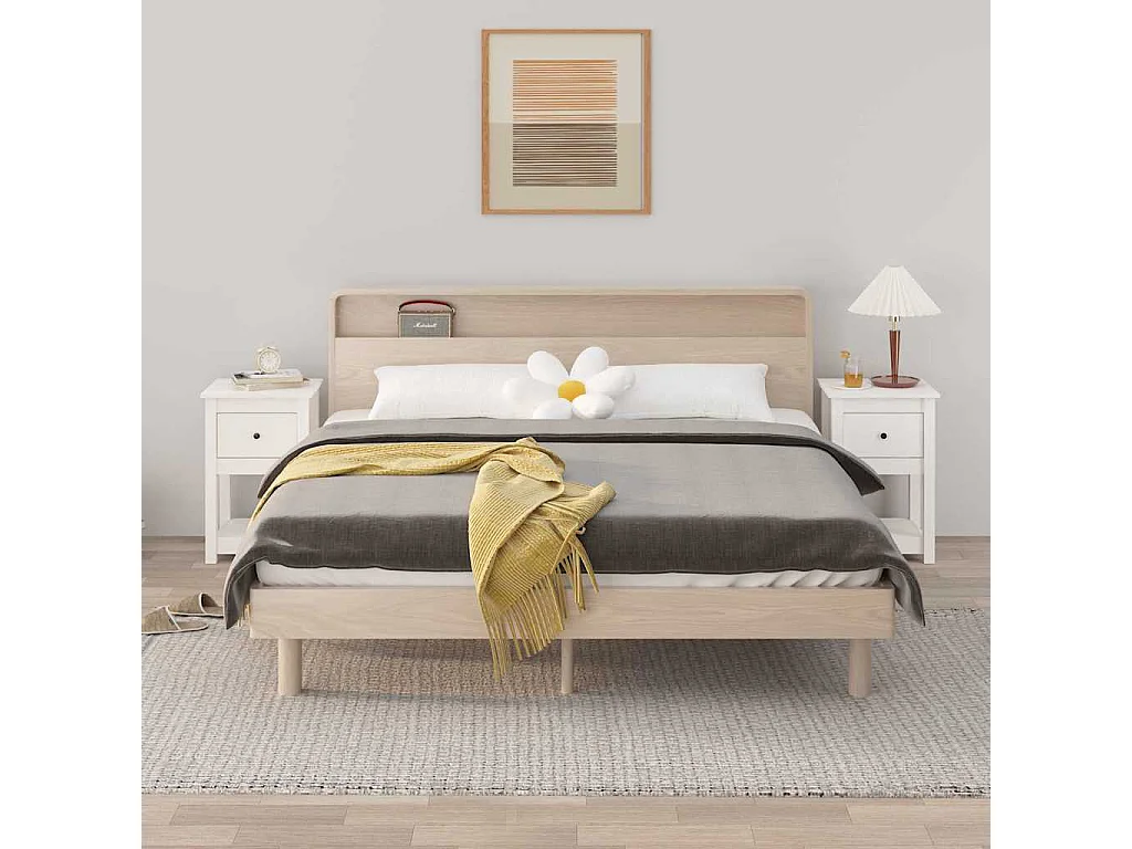 Nachttische 2 Stk. Weiß 40x35x61,5 cm Massivholz Kiefer