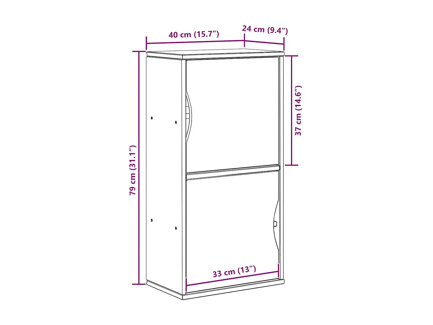 Beistellschrank ODDA 40x24x79 cm Massivholz Kiefer