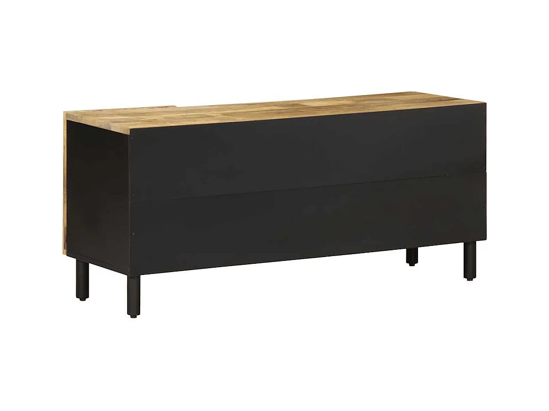 Meuble TV noir 105x33,5x46 cm bois massif manguier brut