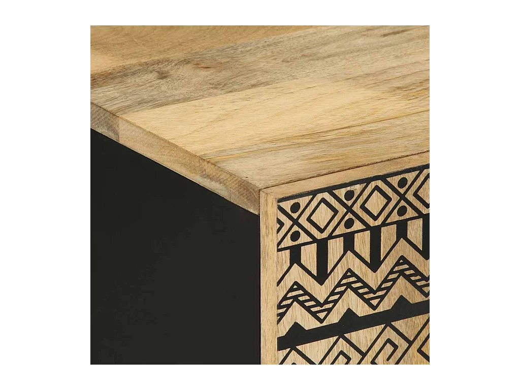 Meuble TV noir 105x33,5x46 cm bois massif manguier brut