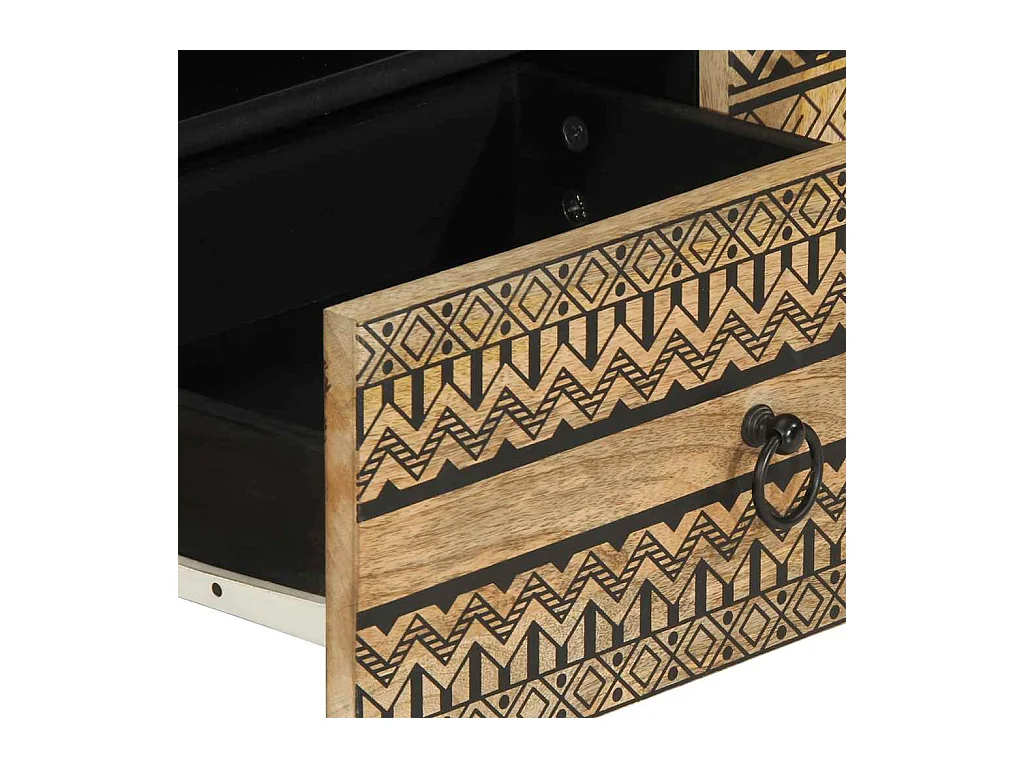 Meuble TV noir 105x33,5x46 cm bois massif manguier brut