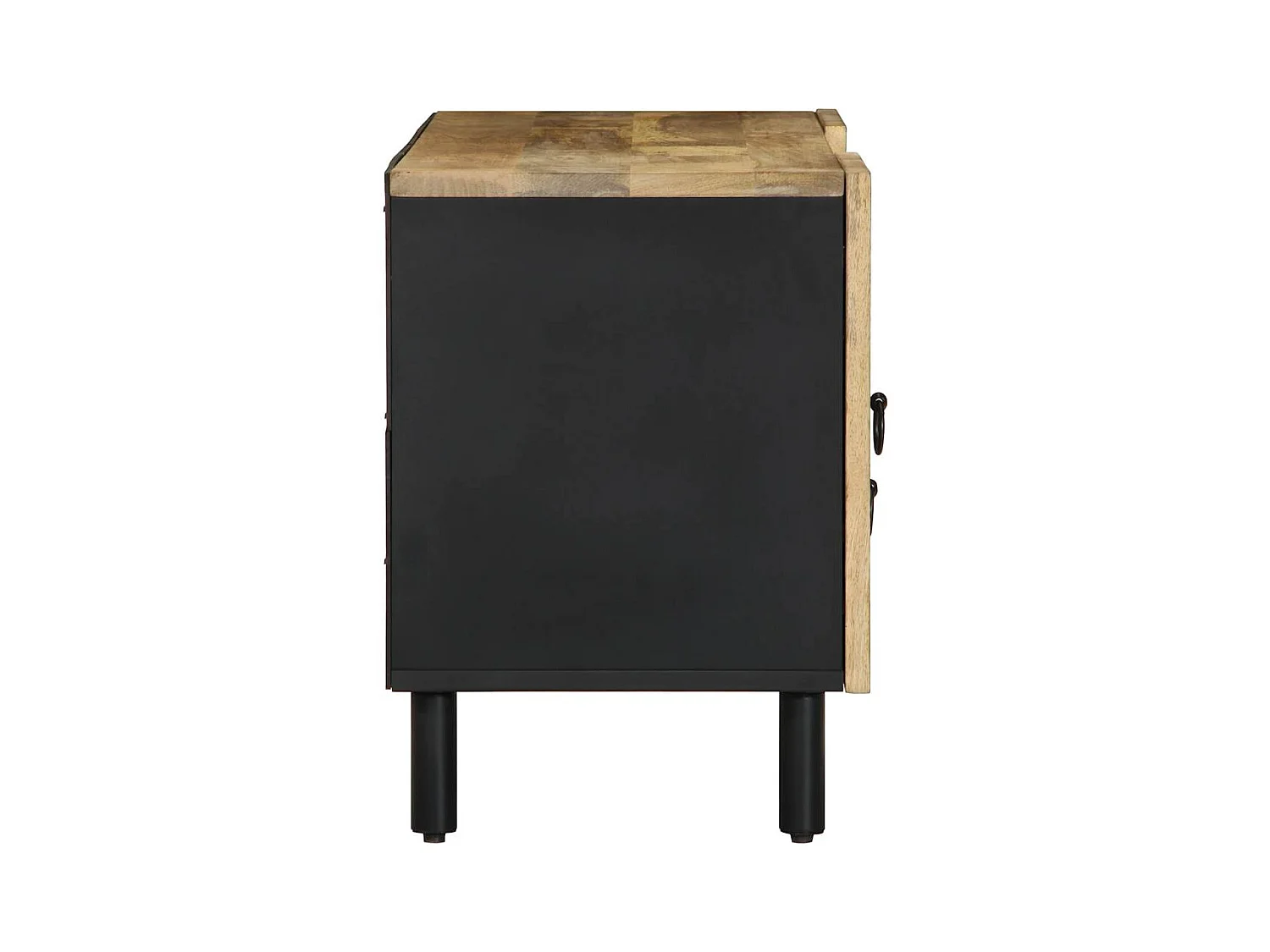 Mobile Porta TV Nero 105x33,5x46 cm Legno Massello Mango Grezzo