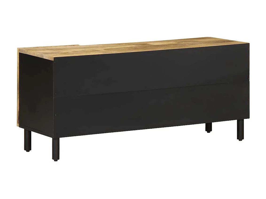 Meuble TV noir 105x33,5x46 cm bois massif manguier brut