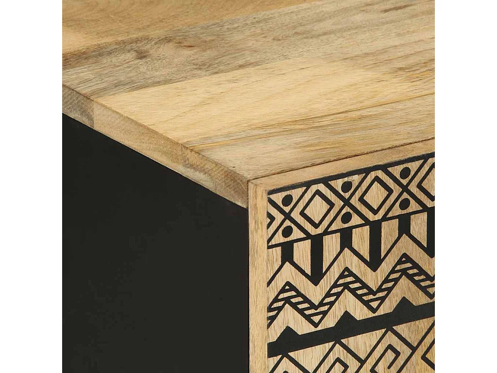 Meuble TV noir 105x33,5x46 cm bois massif manguier brut