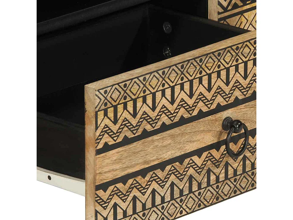 Meuble TV noir 105x33,5x46 cm bois massif manguier brut