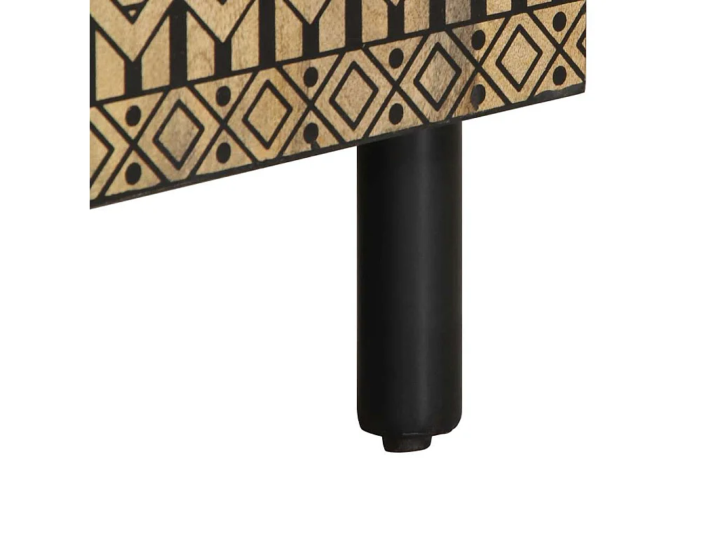 Meuble TV noir 105x33,5x46 cm bois massif manguier brut