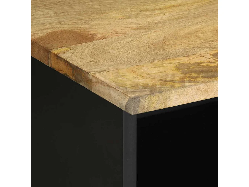 Móvel de TV 100x33,5x46cm madeira mangueira áspera maciça preto