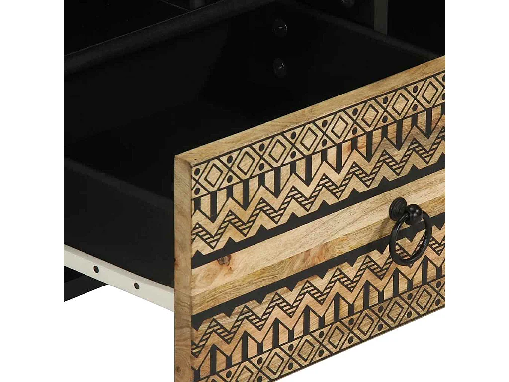 Móvel de TV 100x33,5x46cm madeira mangueira áspera maciça preto