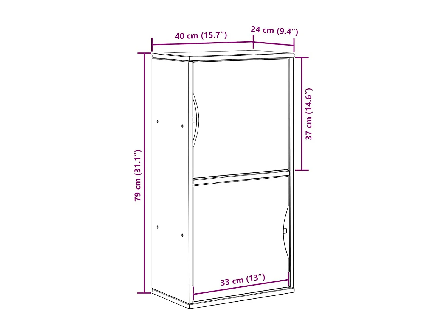 Armadietto Laterale ODDA Bianco 40x24x79 cm Legno Massello Pino