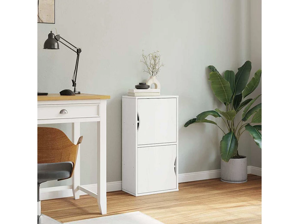 Armadietto Laterale ODDA Bianco 40x24x79 cm Legno Massello Pino