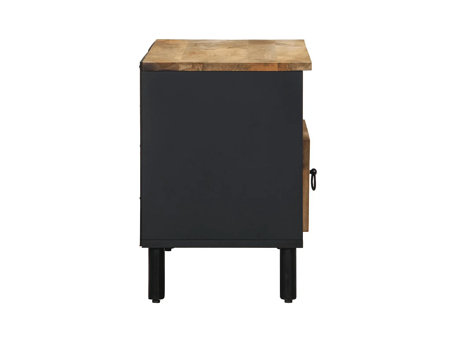 Meuble TV noir 80x33,5x46 cm bois massif manguier brut